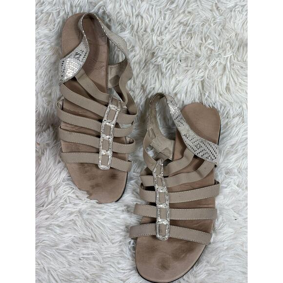 Munro American Sandals Womens Size 11 Taupe Strappy Slingback Wedge Made in USA - Picture 1 of 6
